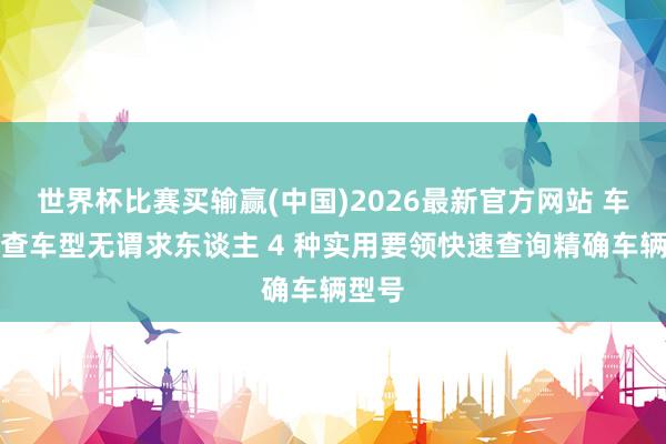 世界杯比赛买输赢(中国)2026最新官方网站 车架号查车型无谓求东谈主 4 种实用要领快速查询精确车辆型号
