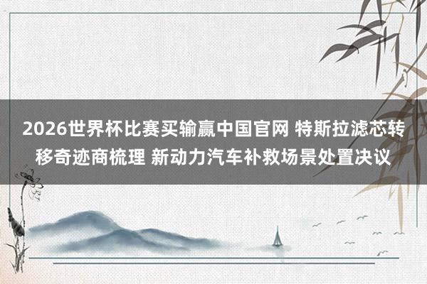 2026世界杯比赛买输赢中国官网 特斯拉滤芯转移奇迹商梳理 新动力汽车补救场景处置决议