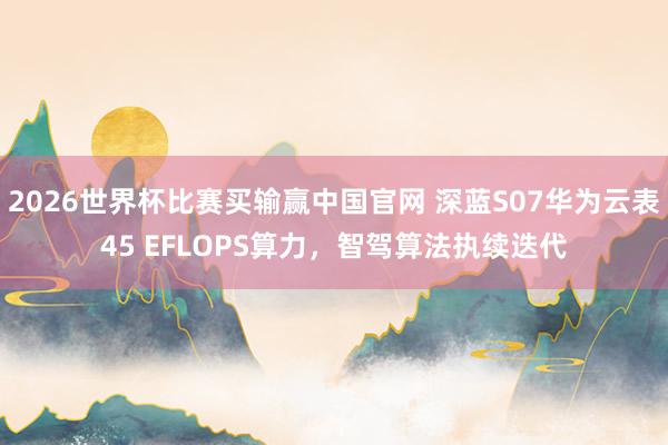 2026世界杯比赛买输赢中国官网 深蓝S07华为云表45 EFLOPS算力，智驾算法执续迭代