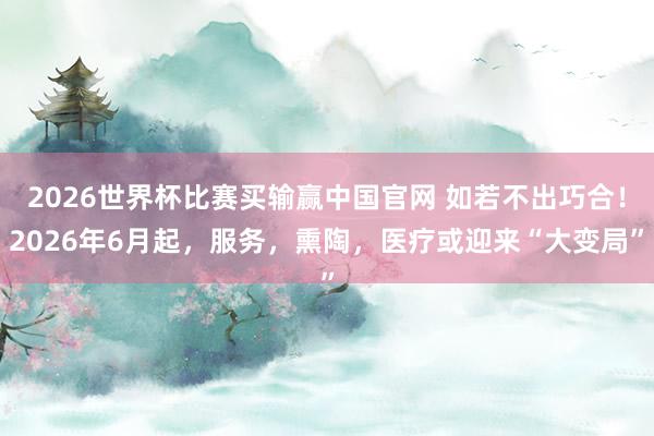2026世界杯比赛买输赢中国官网 如若不出巧合！2026年6月起，服务，熏陶，医疗或迎来“大变局”