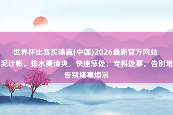 世界杯比赛买输赢(中国)2026最新官方网站 上海淤泥计帐，排水渠清爽，快速惩处，专科处事，告别堵塞烦嚣