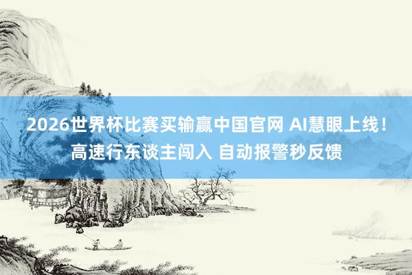 2026世界杯比赛买输赢中国官网 AI慧眼上线！高速行东谈主闯入 自动报警秒反馈