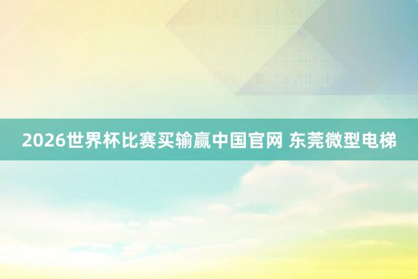 2026世界杯比赛买输赢中国官网 东莞微型电梯