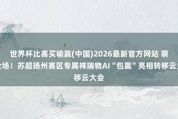 世界杯比赛买输赢(中国)2026最新官方网站 萌翻全场！苏超扬州赛区专属祥瑞物AI“包赢”亮相转移云大会