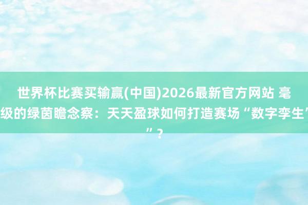 世界杯比赛买输赢(中国)2026最新官方网站 毫秒级的绿茵瞻念察:天天盈球如何打造赛场“数字孪生”?