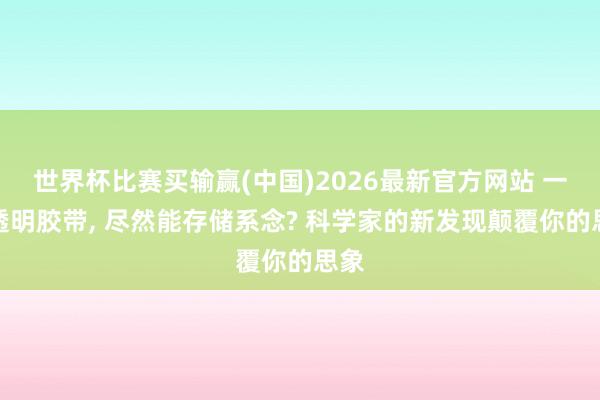 世界杯比赛买输赢(中国)2026最新官方网站 一卷透明胶带， 尽然能存储系念? 科学家的新发现颠覆你的思象