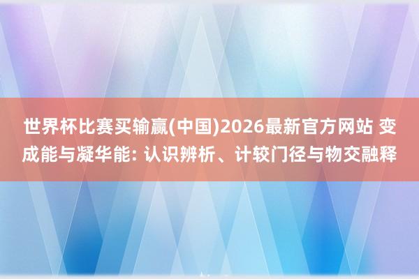 世界杯比赛买输赢(中国)2026最新官方网站 变成能与凝华能: 认识辨析、计较门径与物交融释