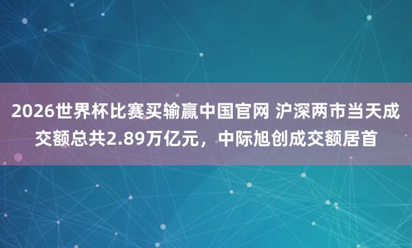 2026世界杯比赛买输赢中国官网 沪深两市当天成交额总共2.89万亿元，中际旭创成交额居首