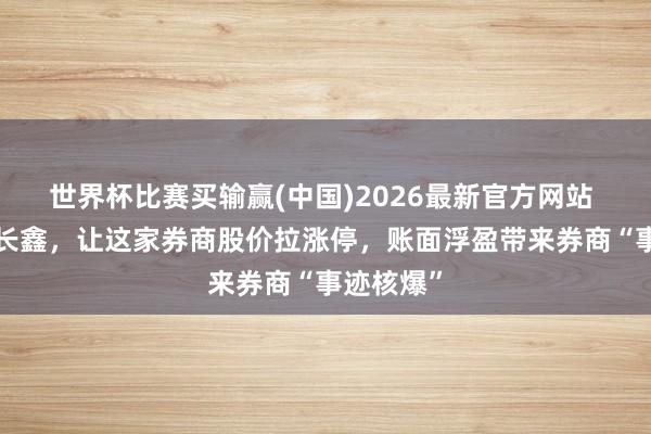 世界杯比赛买输赢(中国)2026最新官方网站 5个亿投长鑫，让这家券商股价拉涨停，账面浮盈带来券商“事迹核爆”