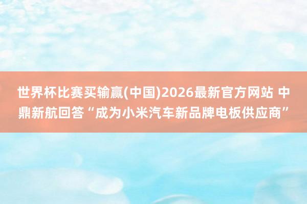 世界杯比赛买输赢(中国)2026最新官方网站 中鼎新航回答“成为小米汽车新品牌电板供应商”