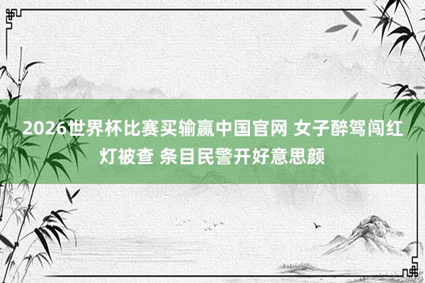 2026世界杯比赛买输赢中国官网 女子醉驾闯红灯被查 条目民警开好意思颜