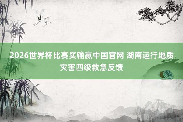 2026世界杯比赛买输赢中国官网 湖南运行地质灾害四级救急反馈