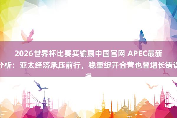 2026世界杯比赛买输赢中国官网 APEC最新分析：亚太经济承压前行，稳重绽开合营也曾增长错误