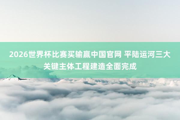 2026世界杯比赛买输赢中国官网 平陆运河三大关键主体工程建造全面完成