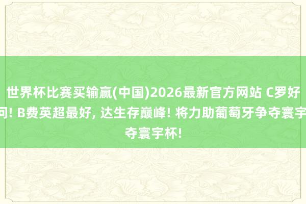 世界杯比赛买输赢(中国)2026最新官方网站 C罗好音问! B费英超最好, 达生存巅峰! 将力助葡萄牙争夺寰宇杯!