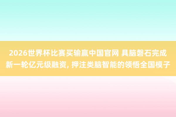 2026世界杯比赛买输赢中国官网 具脑磐石完成新一轮亿元级融资， 押注类脑智能的领悟全国模子