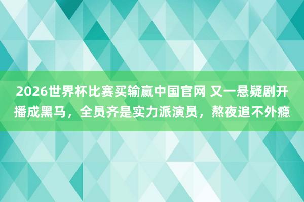 2026世界杯比赛买输赢中国官网 又一悬疑剧开播成黑马，全员齐是实力派演员，熬夜追不外瘾