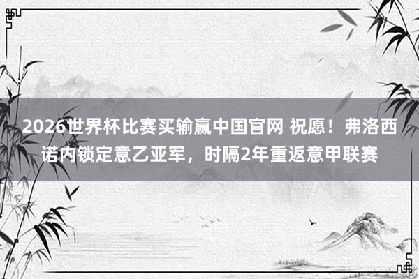 2026世界杯比赛买输赢中国官网 祝愿！弗洛西诺内锁定意乙亚军，时隔2年重返意甲联赛