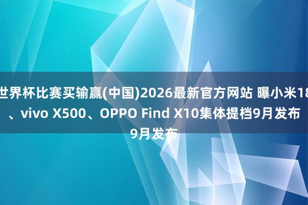 世界杯比赛买输赢(中国)2026最新官方网站 曝小米18、vivo X500、OPPO Find X10集体提档9月发布