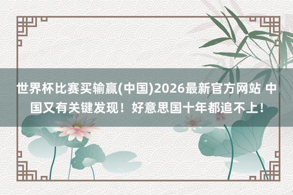 世界杯比赛买输赢(中国)2026最新官方网站 中国又有关键发现!好意思国十年都追不上!