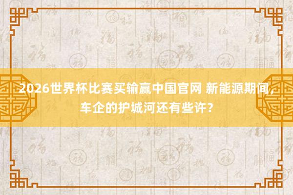 2026世界杯比赛买输赢中国官网 新能源期间,车企的护城河还有些许?