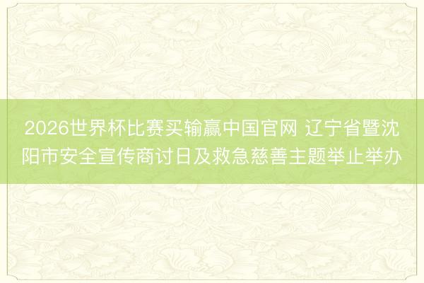 2026世界杯比赛买输赢中国官网 辽宁省暨沈阳市安全宣传商讨日及救急慈善主题举止举办