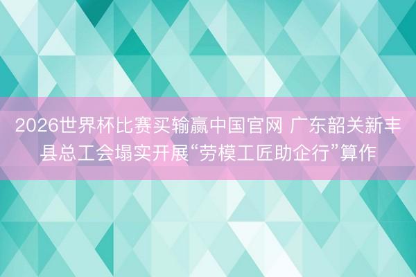 2026世界杯比赛买输赢中国官网 广东韶关新丰县总工会塌实开展“劳模工匠助企行”算作