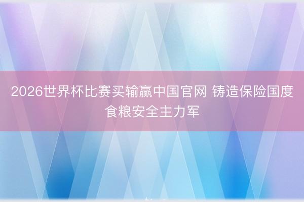 2026世界杯比赛买输赢中国官网 铸造保险国度食粮安全主力军